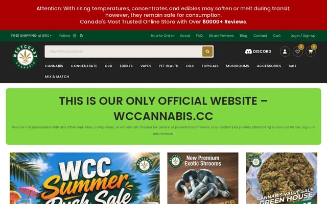 Screenshot of wccannabis.ca