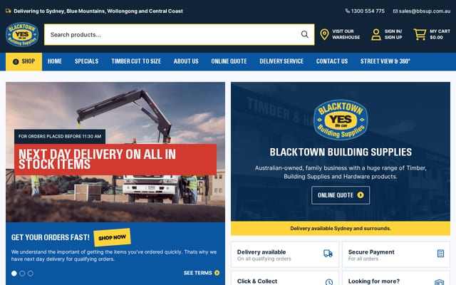 Screenshot of blacktownbuildingsupplies.com.au