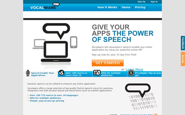 Screenshot of vocalware.com