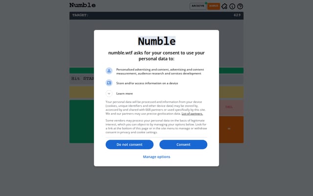 Screenshot of numble.wtf