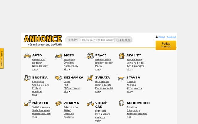 Screenshot of annonce.cz
