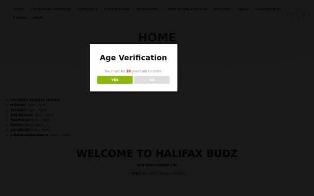 Screenshot of halifaxbudz.com