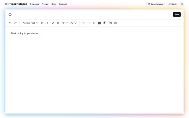 Screenshot of hypernotepad.com