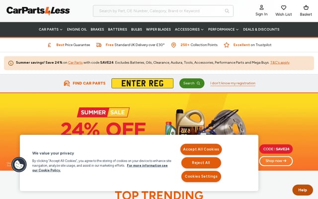 Screenshot of carparts4less.co.uk