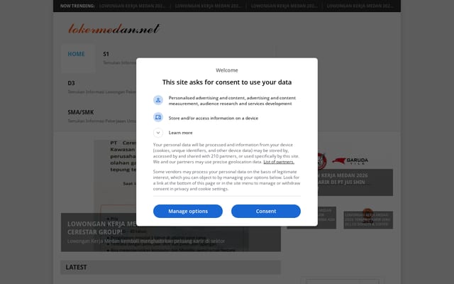 Screenshot of lokermedan.net