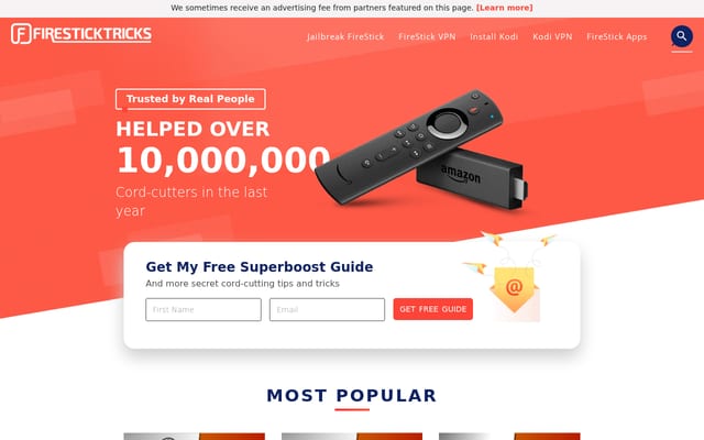 Screenshot of firesticktricks.com