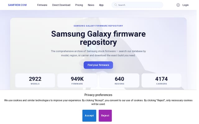 Screenshot of samfrew.com