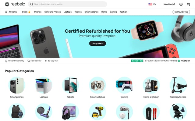 Screenshot of reebelo.com