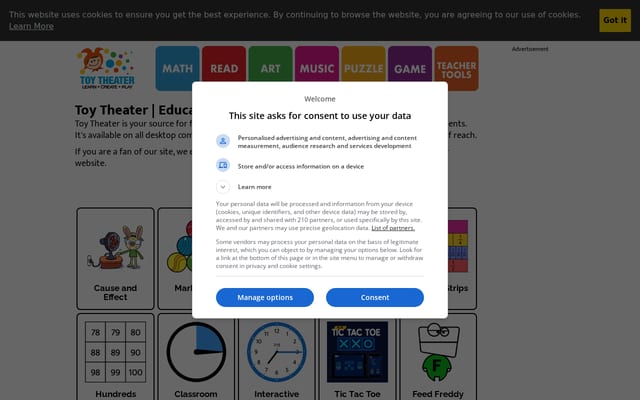 Screenshot of toytheater.com