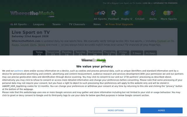 Screenshot of wheresthematch.com