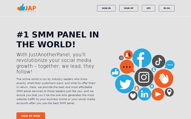 Screenshot of justanotherpanel.com