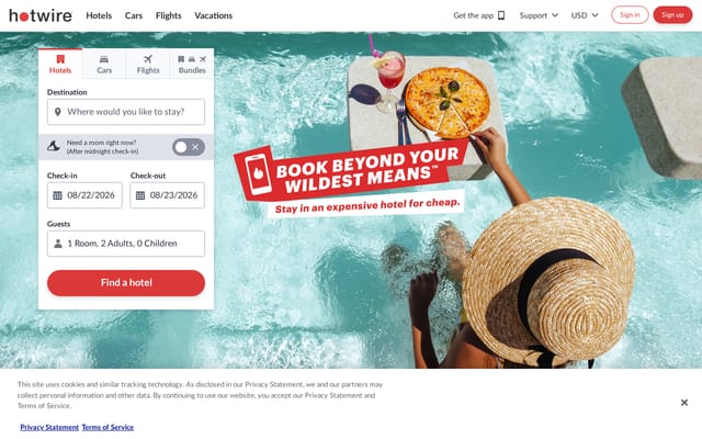 Screenshot of hotwire.com