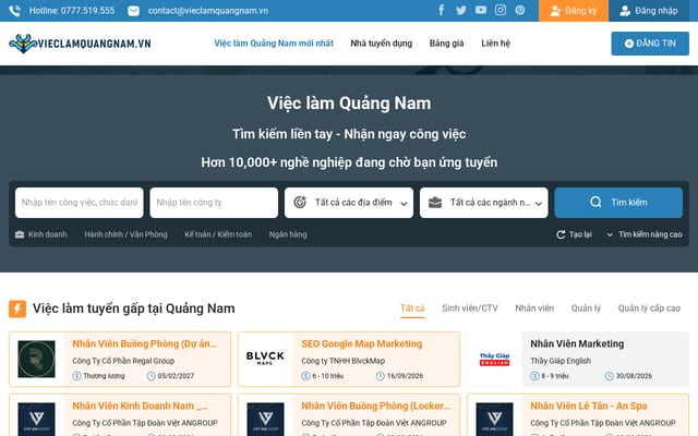 Screenshot of vieclamquangnam.com.vn
