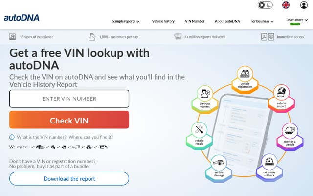 Screenshot of autodna.com