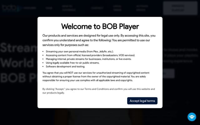 Screenshot of bobplayer.com