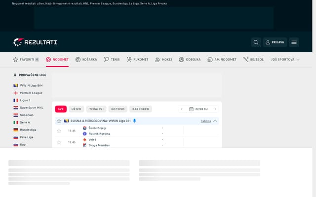 Screenshot of rezultati.com