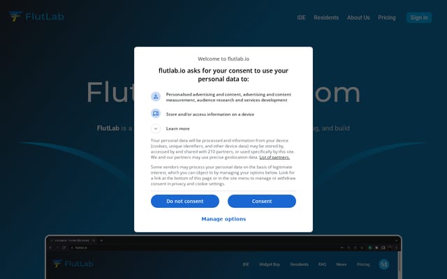 Screenshot of flutlab.io