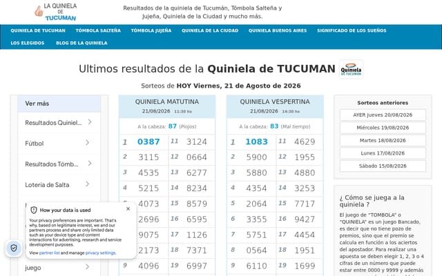 Screenshot of laquinieladetucuman.com.ar