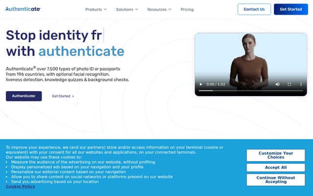 Screenshot of authenticate.com