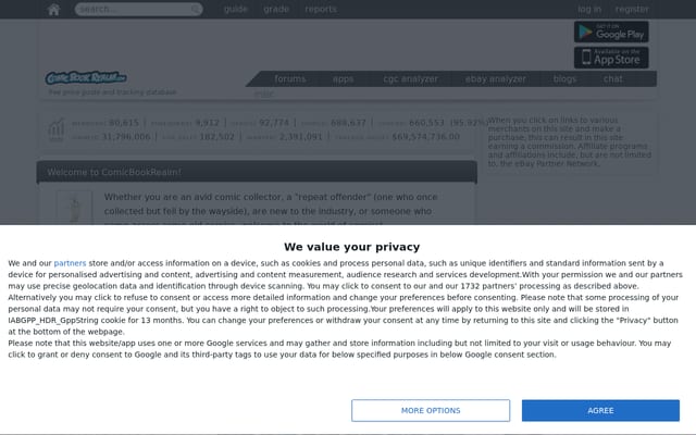 Screenshot of comicbookrealm.com