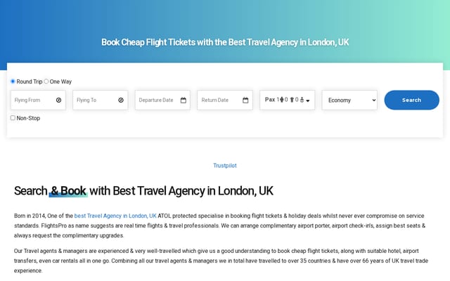 Screenshot of flightspro.co.uk