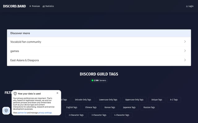 Screenshot of discord.band