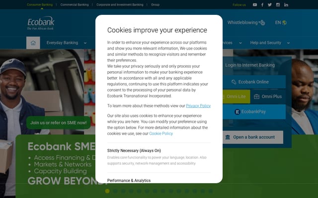 Screenshot of ecobank.com