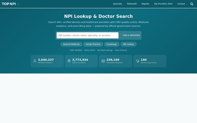 Screenshot of topnpi.com