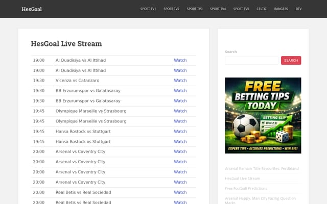 Screenshot of hesgoal.watch