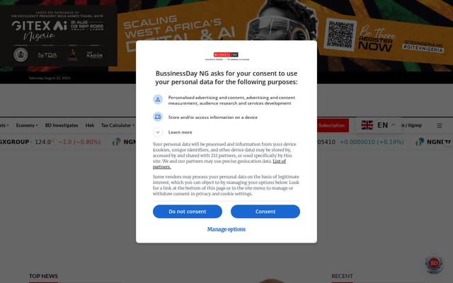 Screenshot of businessday.ng