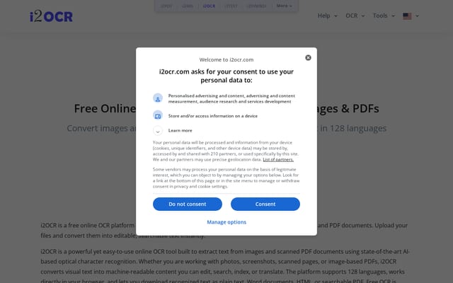 Screenshot of i2ocr.com