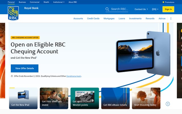 Screenshot of rbcroyalbank.com