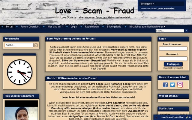 Screenshot of lovescamfraud.de