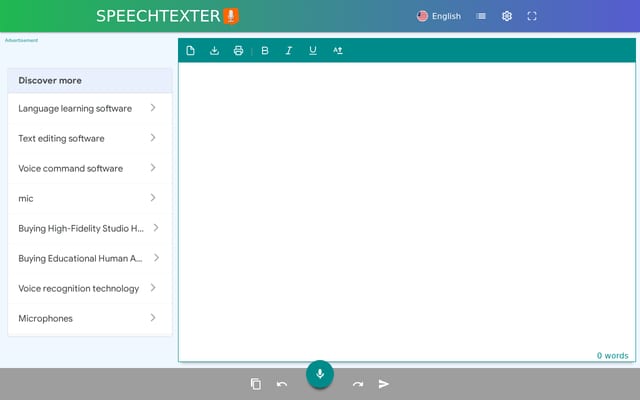 Screenshot of speechtexter.com