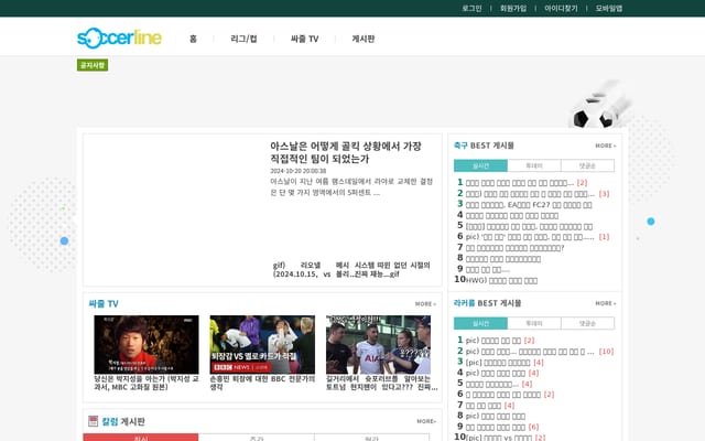 Screenshot of soccerline.co.kr