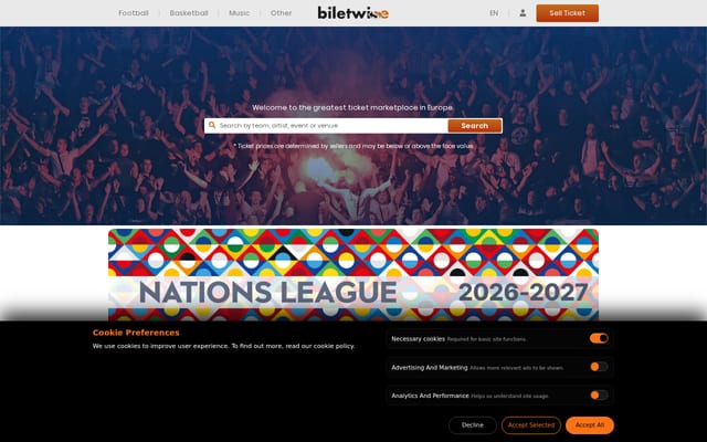Screenshot of biletwise.com