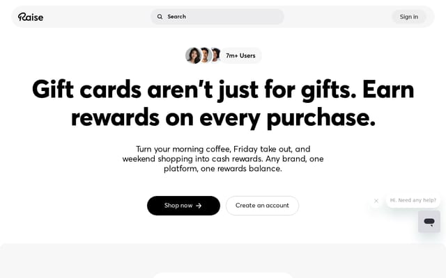 Screenshot of raise.com