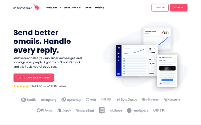 Screenshot of mailmeteor.com
