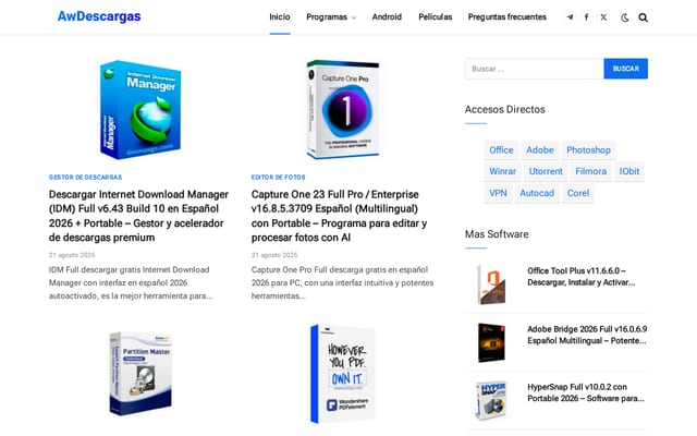 Screenshot of awdescargas.com