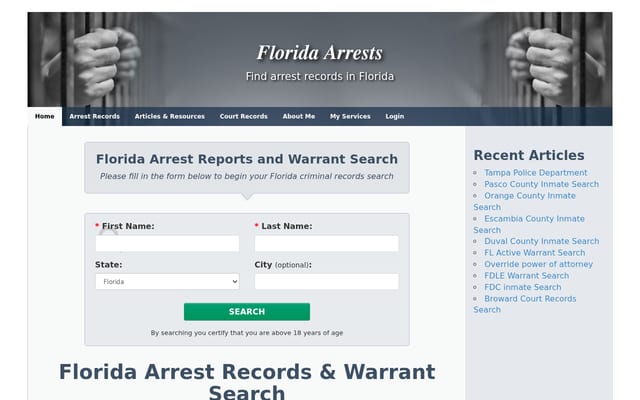 Screenshot of flarrests.org