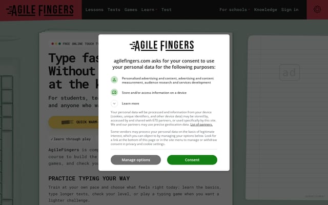 Screenshot of agilefingers.com