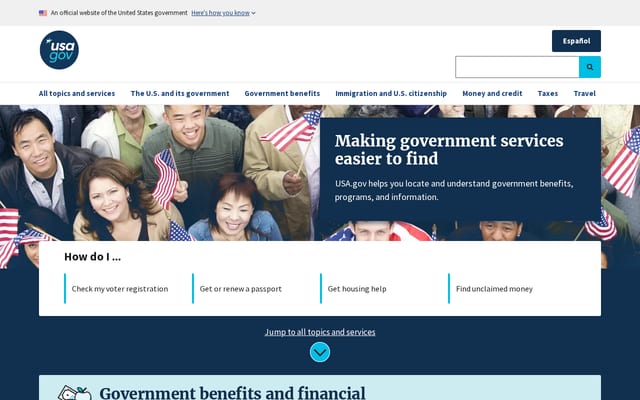 Screenshot of usa.gov