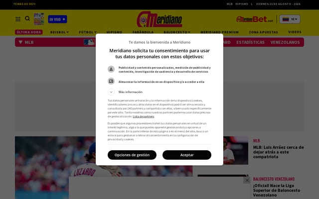 Screenshot of meridiano.com.ve