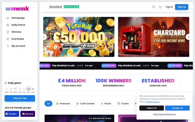 Screenshot of winwink.co.uk