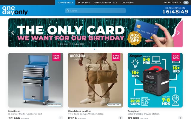 Screenshot of onedayonly.co.za