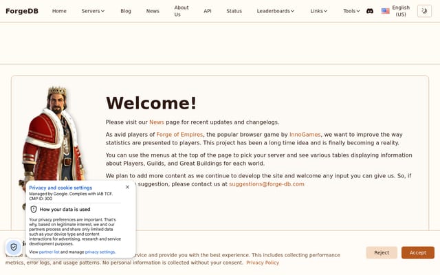 Screenshot of foestats.com