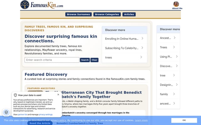 Screenshot of famouskin.com