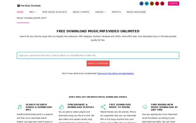 Screenshot of freemusicdownloads.world