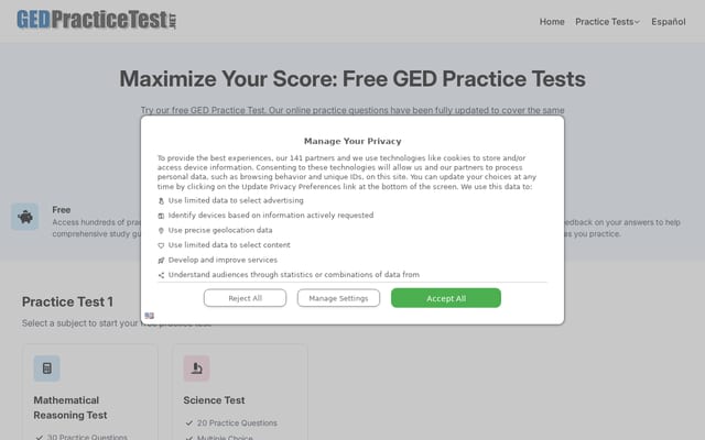 Screenshot of gedpracticetest.net