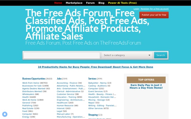 Screenshot of thefreeadforums.com